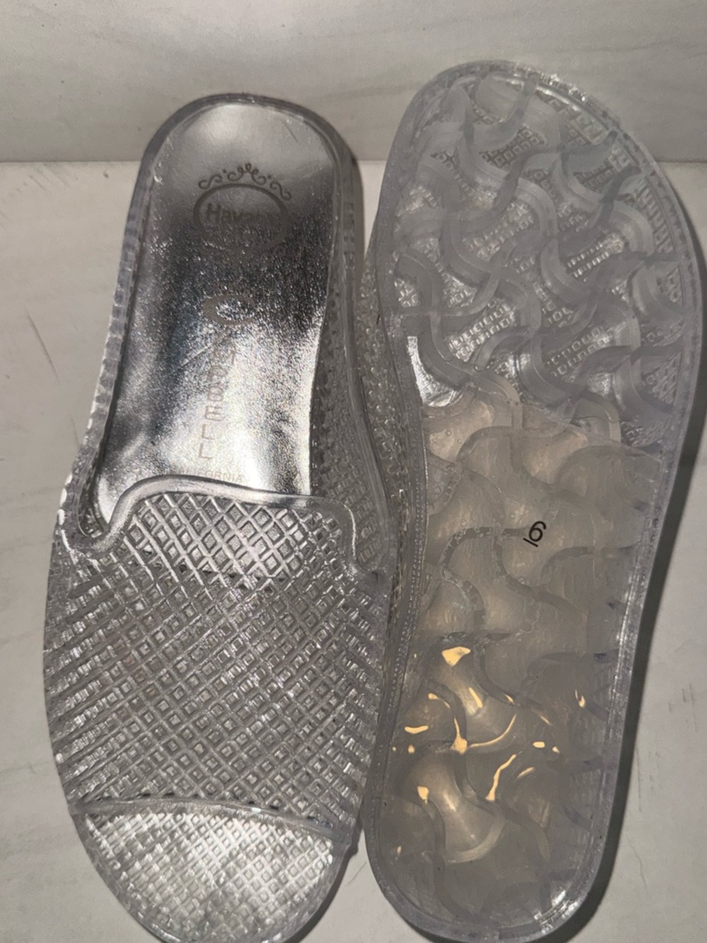 Jeffrey Campbell Clear and Silver Jelly Slide Sandals - Women